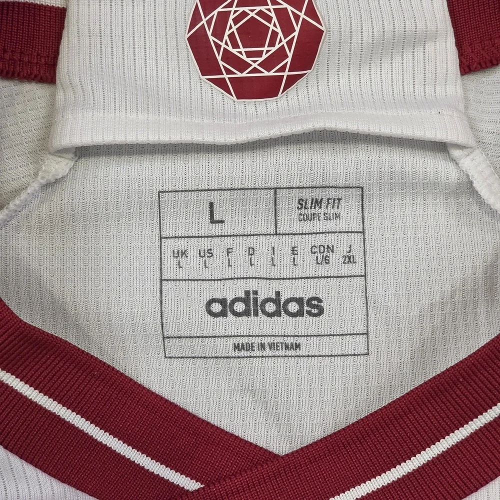 Manchester United‎ Jersey Mens Large White Soccer Adidas Slim Fit